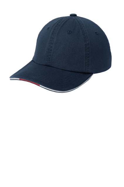Port Authority® Sandwich Bill Cap with Striped Closure