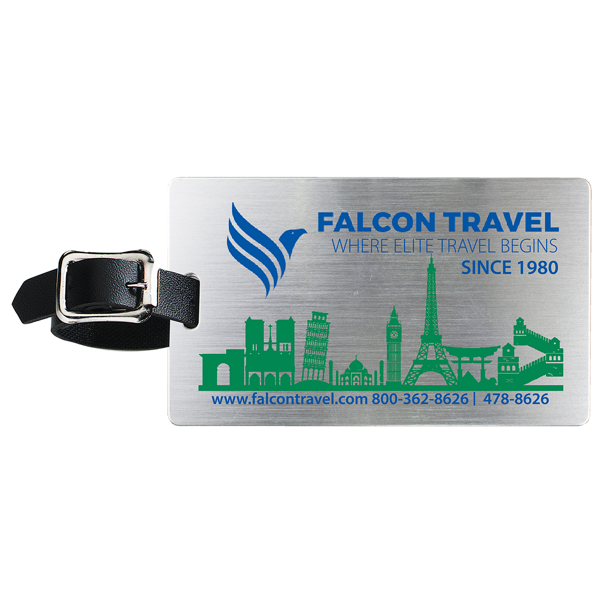 Brushed Aluminum Kwik Seal® Backing Luggage Bag Tag