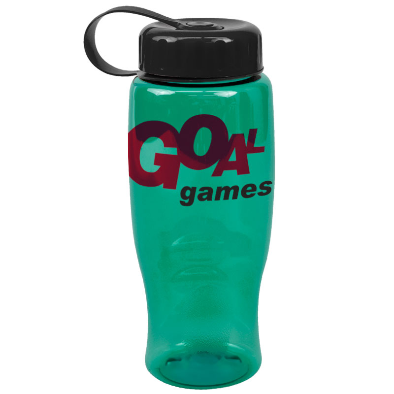Poly-Pure -27oz. Transparent Bottle -Tethered Lid