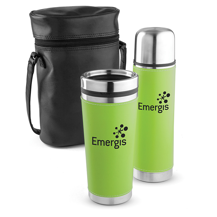 Leatherette Tumbler/ Vacuum Bottle Set