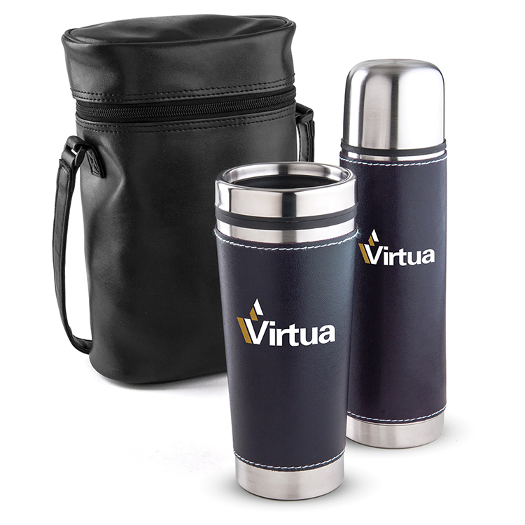 Leatherette Tumbler/ Vacuum Bottle Set