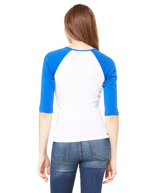 Bella + Canvas Ladies' Baby Rib Three-QuarterSleeve Contrast Ragl