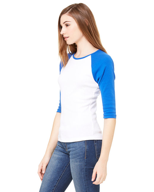 Bella + Canvas Ladies' Baby Rib Three-QuarterSleeve Contrast Ragl