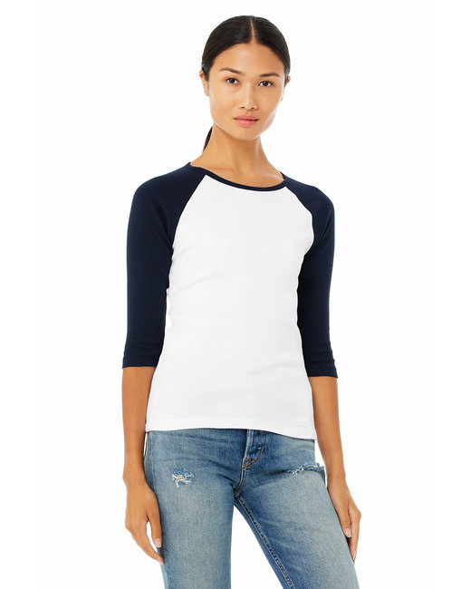 Bella + Canvas Ladies' Baby Rib Three-QuarterSleeve Contrast Ragl