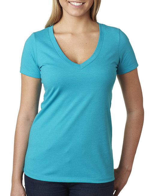 Ladies' CVC Deep V-Neck T-Shirt