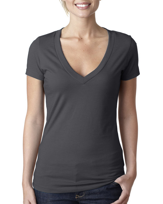 Ladies' CVC Deep V-Neck T-Shirt