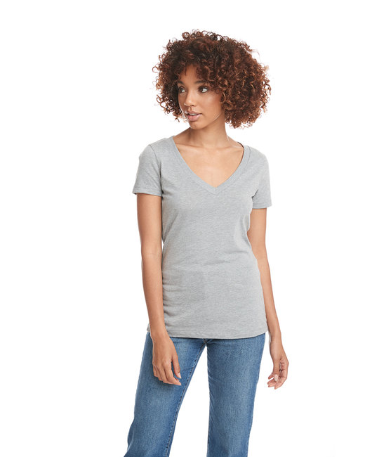 Ladies' CVC Deep V-Neck T-Shirt