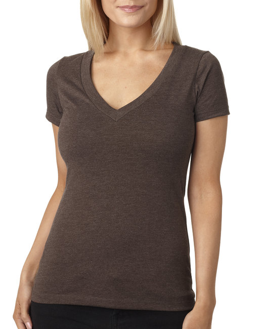 Ladies' CVC Deep V-Neck T-Shirt