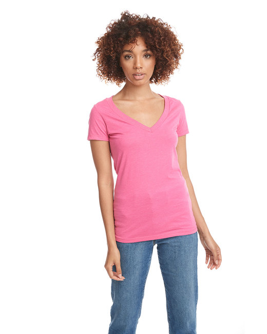 Ladies' CVC Deep V-Neck T-Shirt