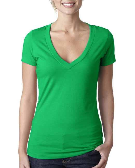 Ladies' CVC Deep V-Neck T-Shirt