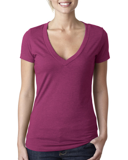 Ladies' CVC Deep V-Neck T-Shirt