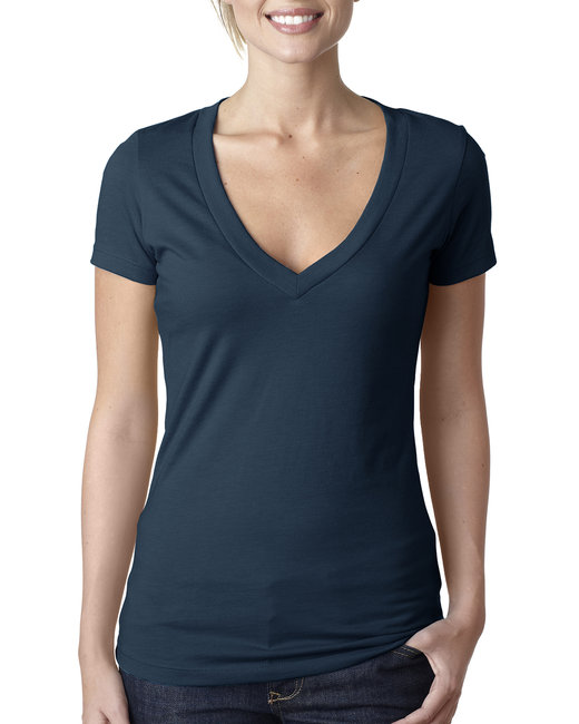 Ladies' CVC Deep V-Neck T-Shirt