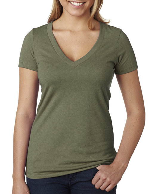 Ladies' CVC Deep V-Neck T-Shirt