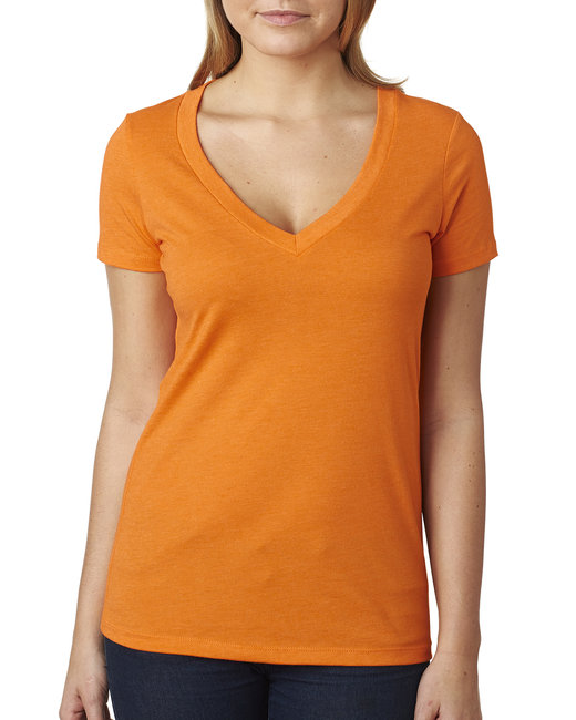 Ladies' CVC Deep V-Neck T-Shirt