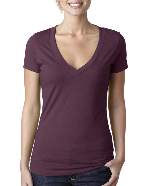 Ladies' CVC Deep V-Neck T-Shirt