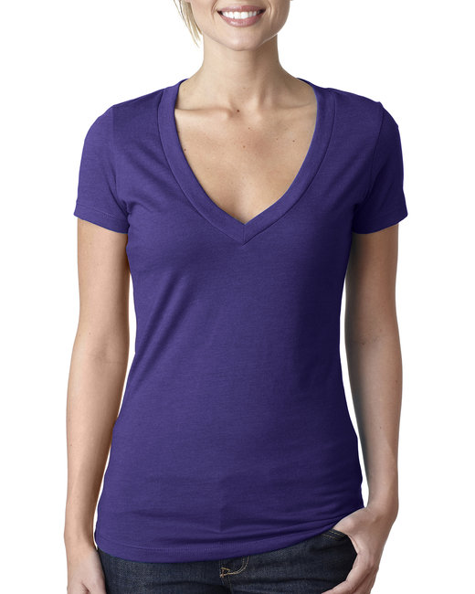Ladies' CVC Deep V-Neck T-Shirt