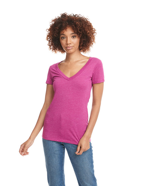 Ladies' CVC Deep V-Neck T-Shirt
