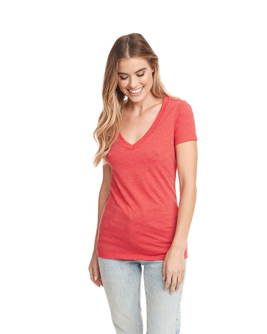 Ladies' CVC Deep V-Neck T-Shirt