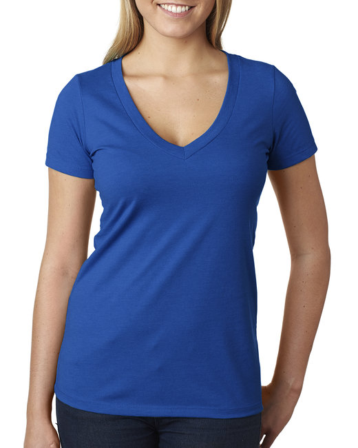 Ladies' CVC Deep V-Neck T-Shirt