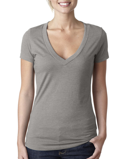 Ladies' CVC Deep V-Neck T-Shirt