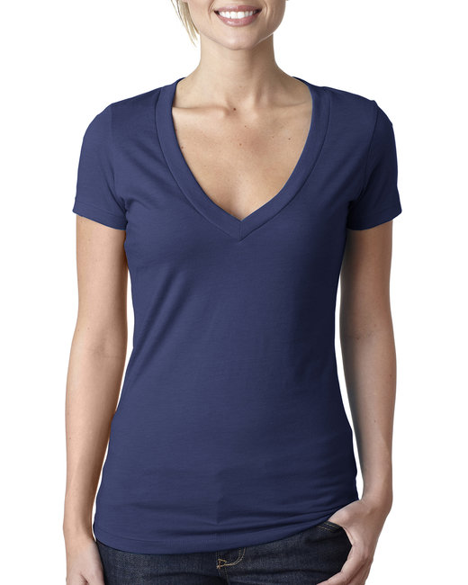 Ladies' CVC Deep V-Neck T-Shirt