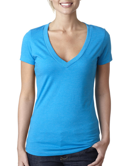 Ladies' CVC Deep V-Neck T-Shirt