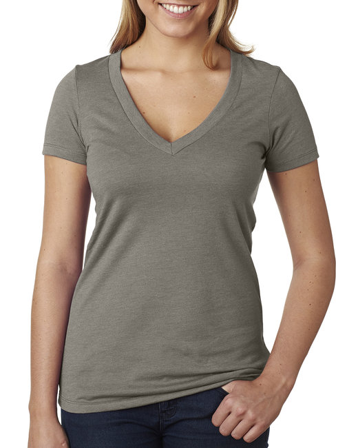 Ladies' CVC Deep V-Neck T-Shirt