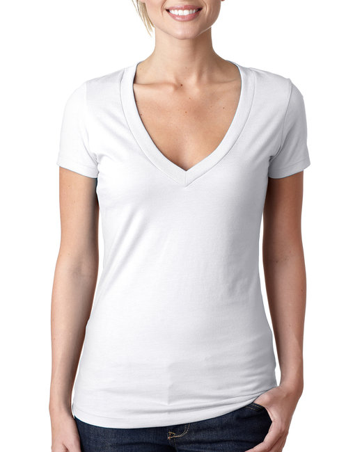 Ladies' CVC Deep V-Neck T-Shirt