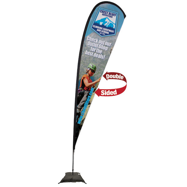 15'Tear Drop Sail Sign Banner Kit Double-Sided with Scissor Base