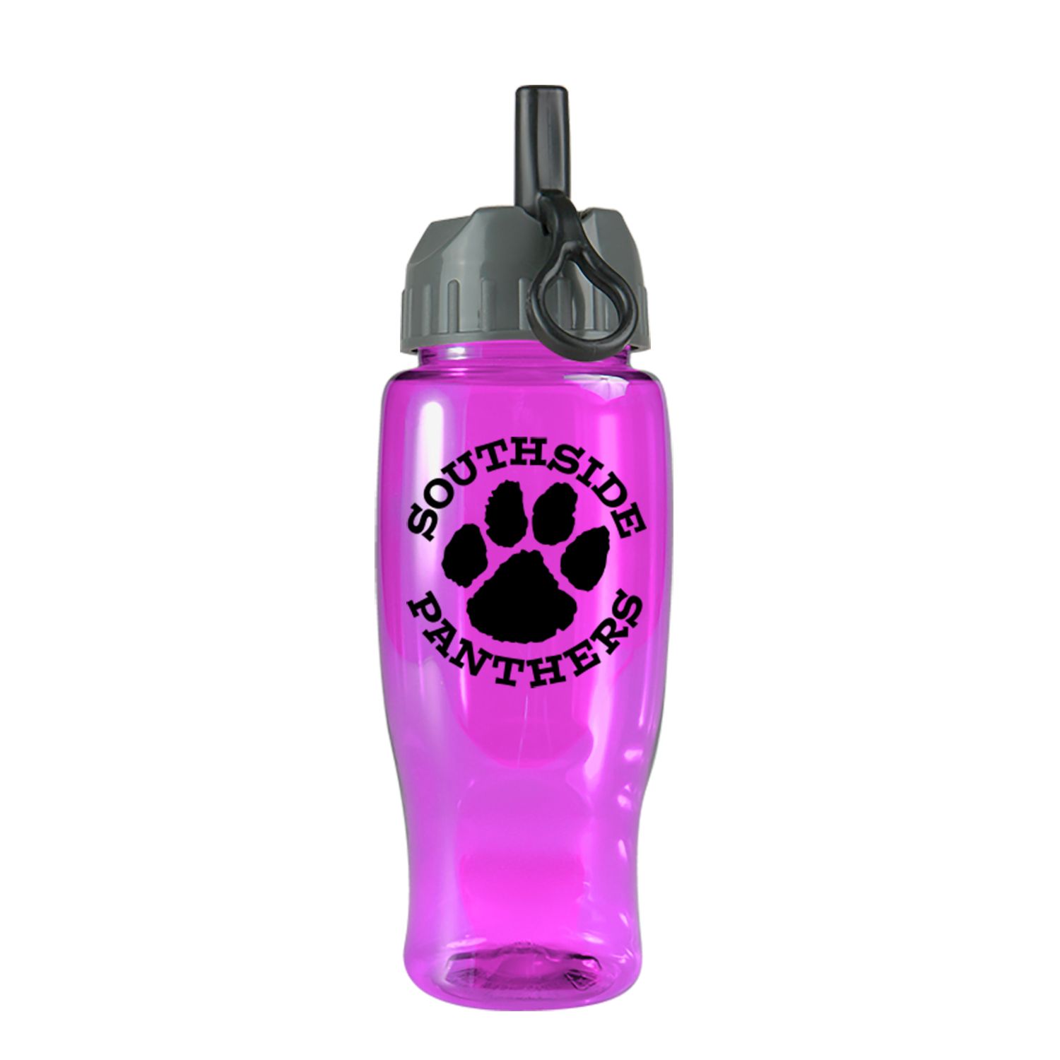Poly-Pure - 27 oz. Transparent Bottle -Flip Straw Lid