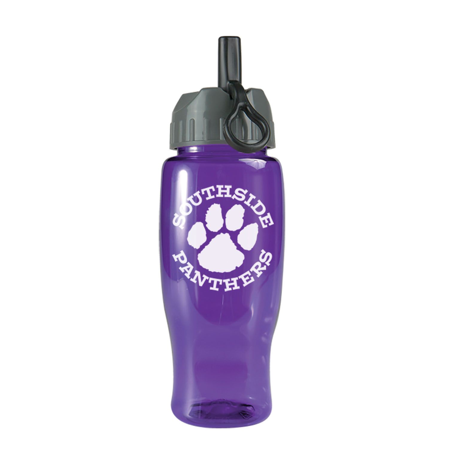 Poly-Pure - 27 oz. Transparent Bottle -Flip Straw Lid