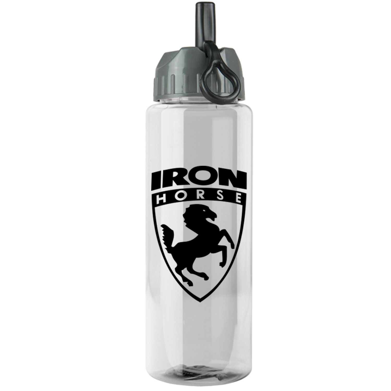 The Guzzler - 32 oz. Trans. Bottle- Flip Straw Lid