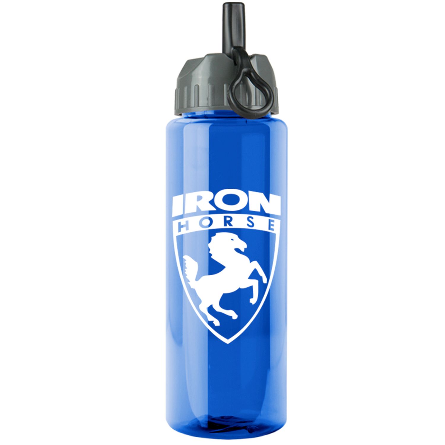 The Guzzler - 32 oz. Trans. Bottle- Flip Straw Lid
