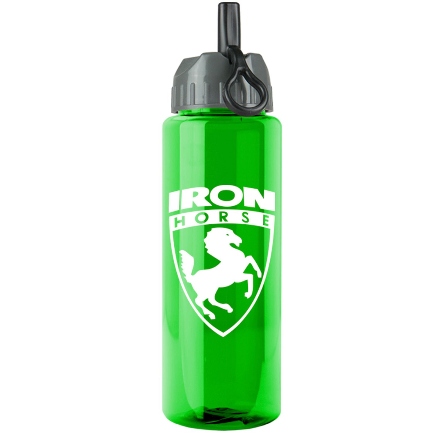 The Guzzler - 32 oz. Trans. Bottle- Flip Straw Lid