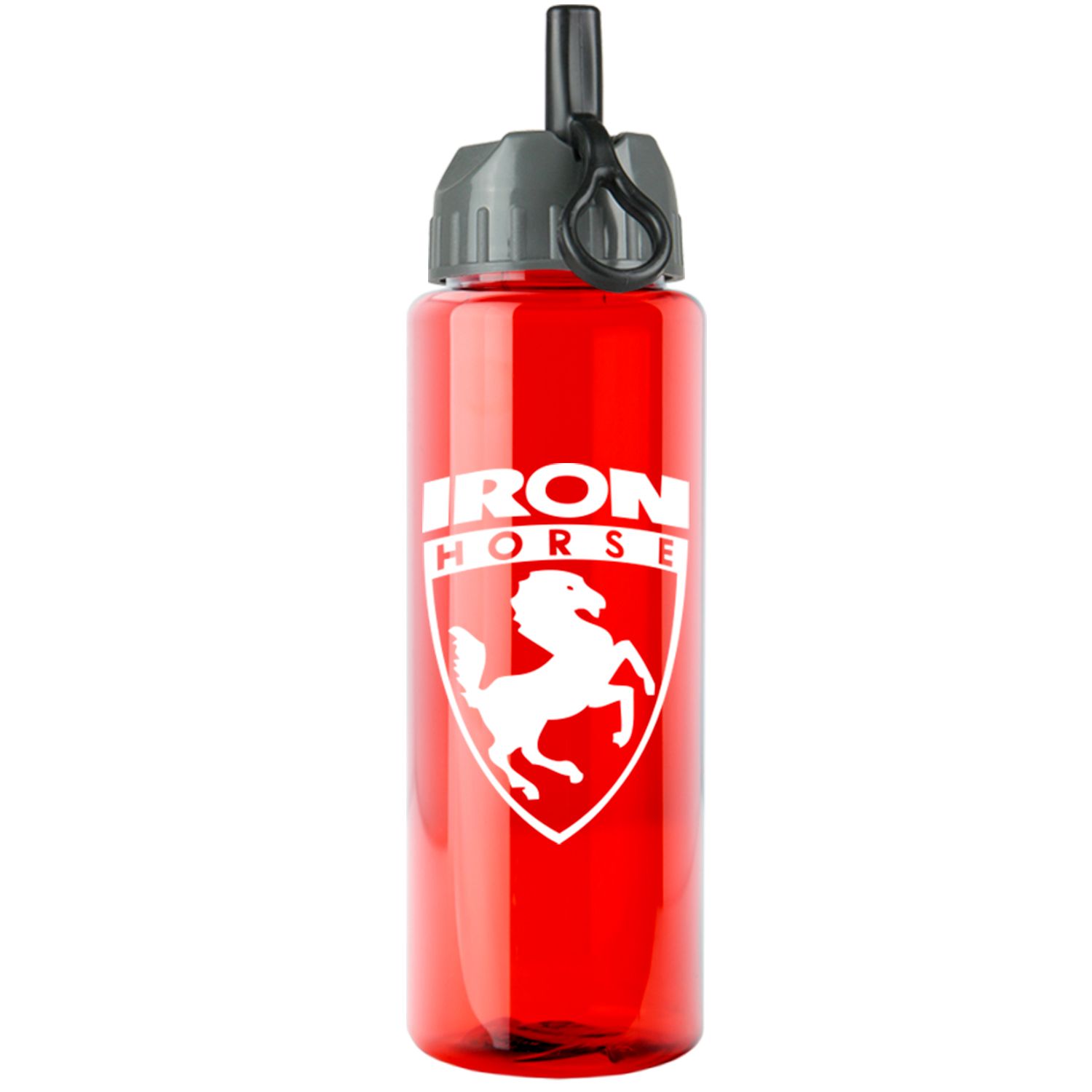 The Guzzler - 32 oz. Trans. Bottle- Flip Straw Lid