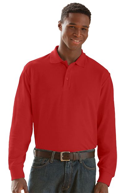 Long Sleeve Soft-Blend Double-Tuck Pique Polo