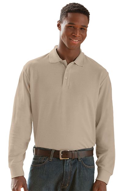 Long Sleeve Soft-Blend Double-Tuck Pique Polo