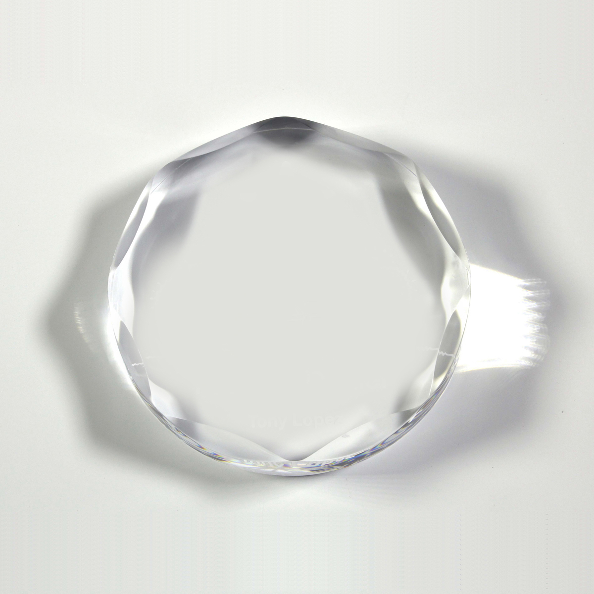 Scalloped Circle Paperweight Award - 4” dia x 3/4”