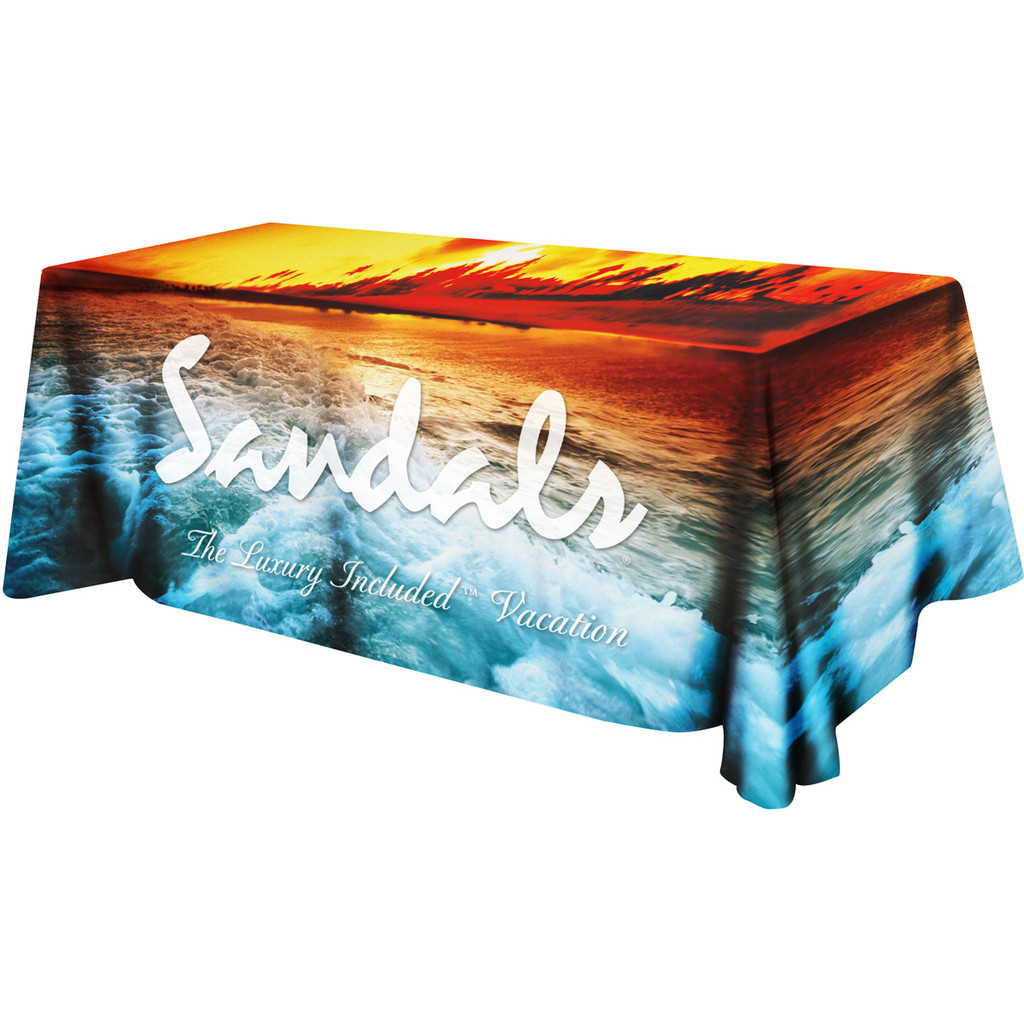 All Over Dye Sub Table Cover - flat poly 3-sided, fits 8' table