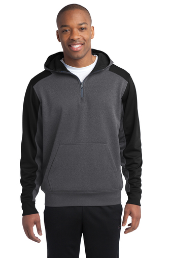 Sport-Tek®  Tech Fleece Colorblock 1/4-Zip Hooded Sweatshirt