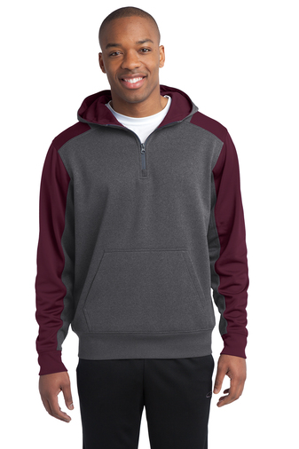 Sport-Tek®  Tech Fleece Colorblock 1/4-Zip Hooded Sweatshirt