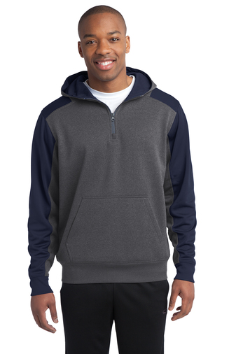 Sport-Tek®  Tech Fleece Colorblock 1/4-Zip Hooded Sweatshirt