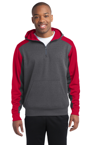 Sport-Tek®  Tech Fleece Colorblock 1/4-Zip Hooded Sweatshirt