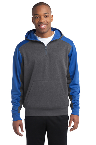 Sport-Tek®  Tech Fleece Colorblock 1/4-Zip Hooded Sweatshirt