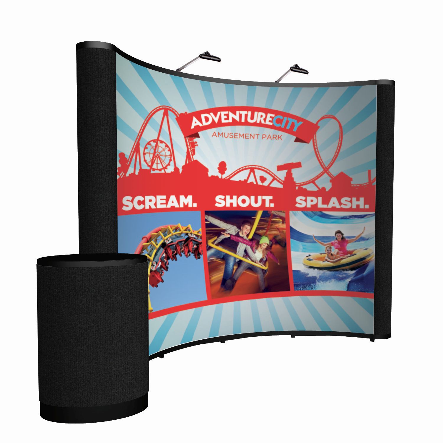 10' Curved Show 'N Rise Floor Display Kit (Mural with Fabric Ends