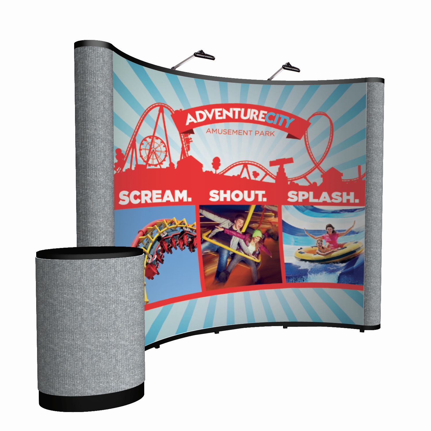 10' Curved Show 'N Rise Floor Display Kit (Mural with Fabric Ends