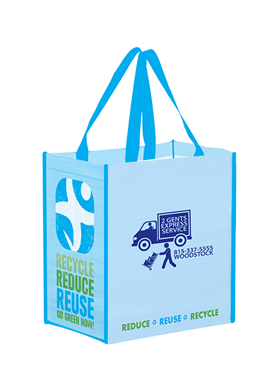 100% RPET Laminated Grocery Bag with Stock Design Gussets