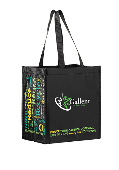 100% RPET Laminated Grocery Bag with Stock Design Gussets