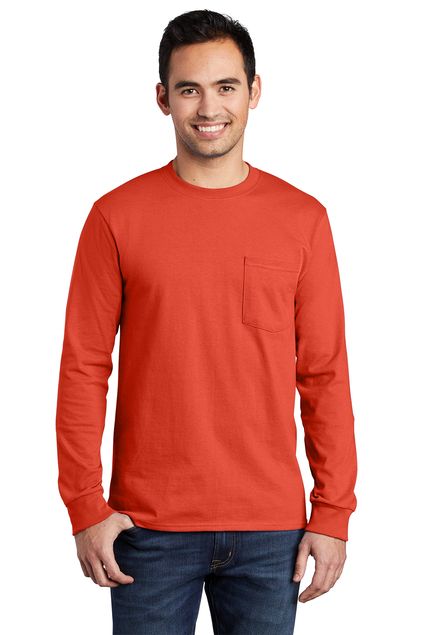 Port & Company® Tall Long Sleeve Essential Pocket Tee