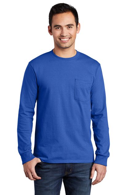 Port & Company® Tall Long Sleeve Essential Pocket Tee